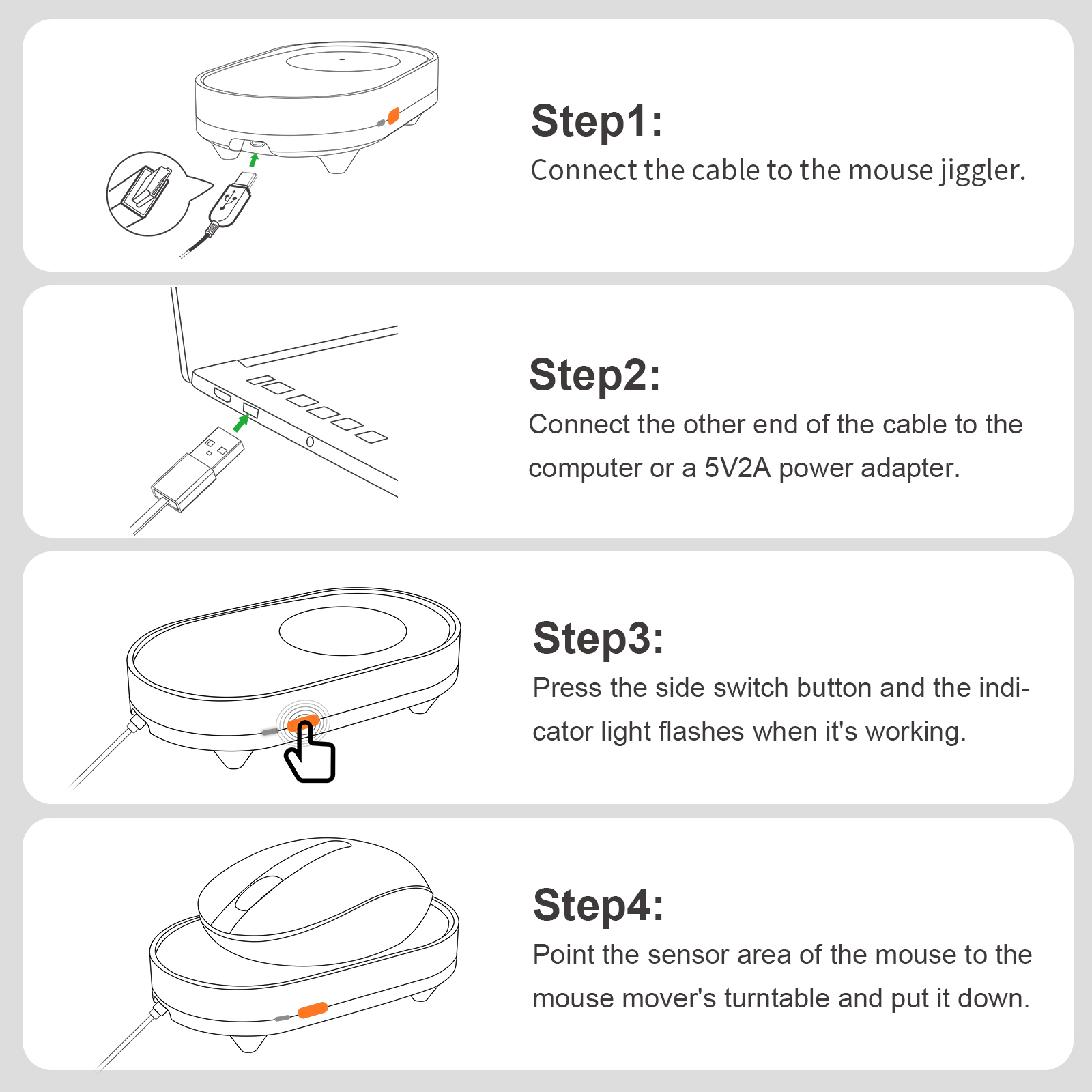 Mouse Jiggler Mouse Mover Mouse Movement Simulator with ON/Off Switch and USB Port Driver-Free Mouse Movement Simulation Mouse