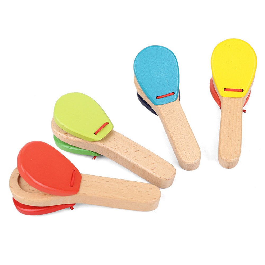 Baby Houten Klepel Vroege Educatief Kinderen Zuigeling Handvat Klappen Castagnetten Board Percussie Muziekinstrumenten Speelgoed