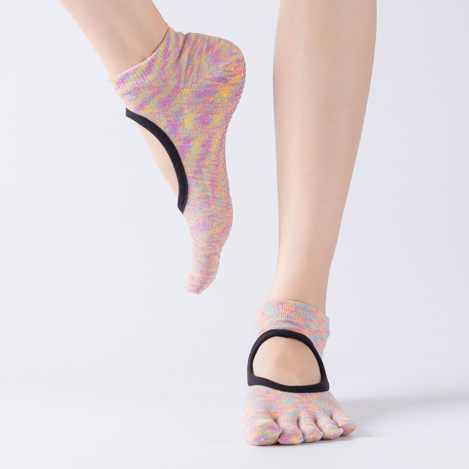 Parallel Halter Full-Toe Yoga Socks Breathable Anti Slip Comfortable Ladies Cotton Ballet Dance Socks Gym Fitness Sports Socks: 01