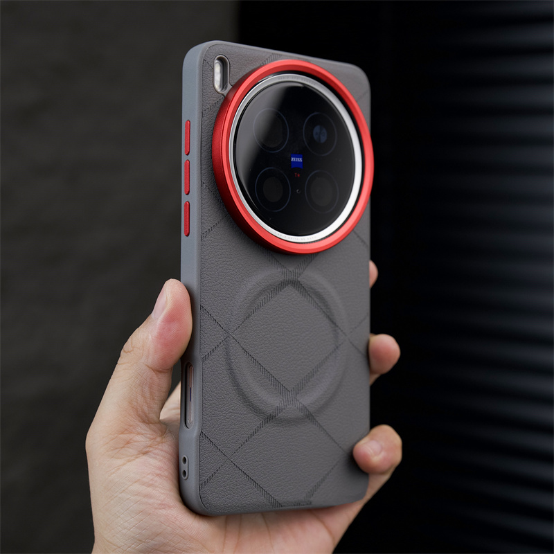 Til vivo  x200 pro mini  x200 ultra  x200s magnetisk myk hybrid tpu + metallbakdeksel luksuriøst deksel lærmønster bedre: Grå / Vivo  x200s