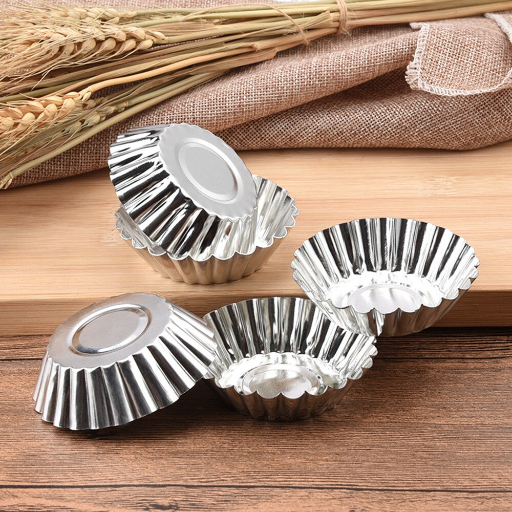 20Pcs Ei Taart Aluminium Cupcake Cake Cookie Gevoerd Mold Mould Tin Bakken Tool Keuken Dessert Tool Enkele Maat 7X7X2Cm #1975