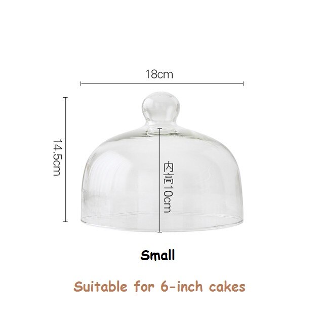 Wooden High Base Cake Plate Stand Dessert Plate Wedding Party Cake Dessert Plate Tray Wooden Dishes Wood Serving Tray Cake Cover: Glass cover small