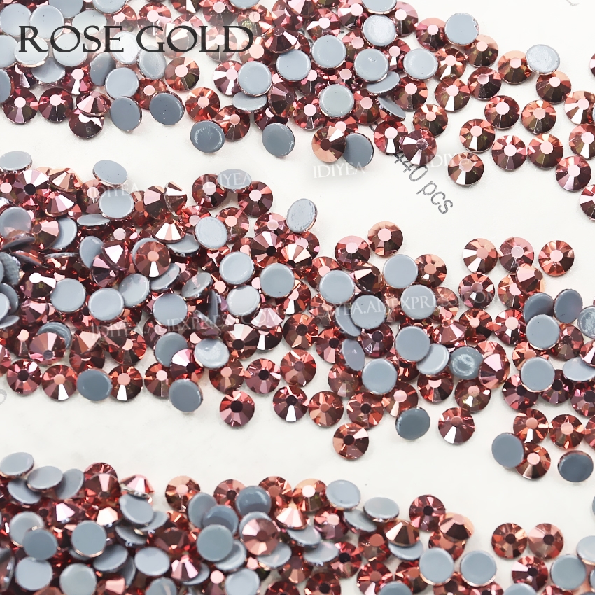Rose Goud Glas Fix Steentjes Strass Kristallen Hotfix Plaksteen Stenen Voor Stof Kledingstuk Bruiloft Kleding Kostuum Glitters