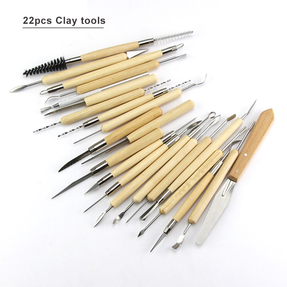 22/30 Uds. Herramientas para escultura de arcilla de cerámica herramientas de polímero para esculpir cerámica modelado de cerámica tallada Kit de cera de alisado con bolsa: 22pcs clay tools