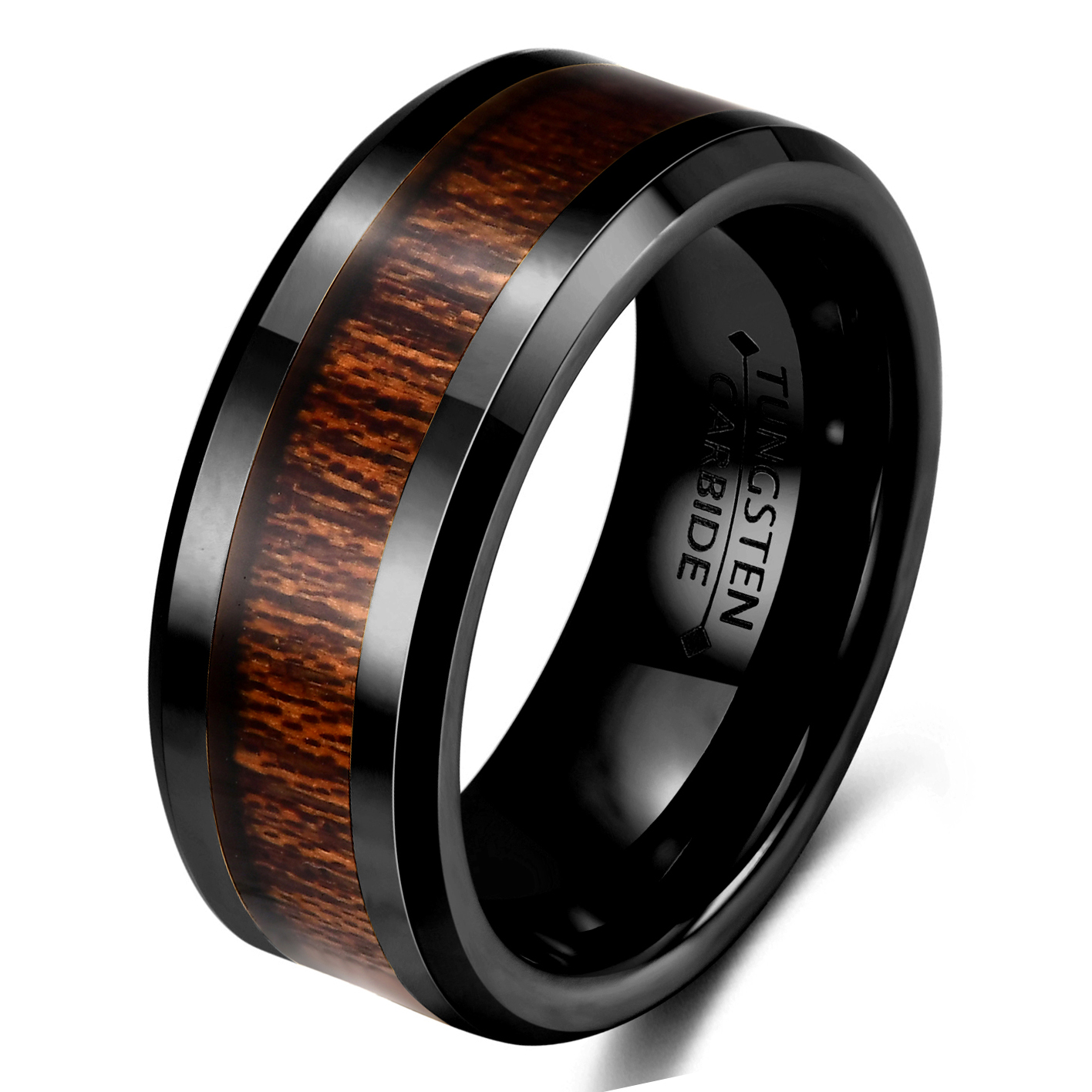 VQYSKO Anillo de boda de tungsteno y madera para personas mayores, caja marrón de 8MM, anillo de boda para hombre, anillo de madera, para hombre: 12 / Verde