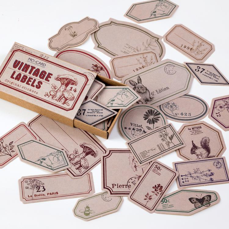 Juego de pegatinas de papelería Kawaii Vintage, etiqueta adhesiva, escuela, oficina, , álbum de recortes, 60 unids/paquete: H