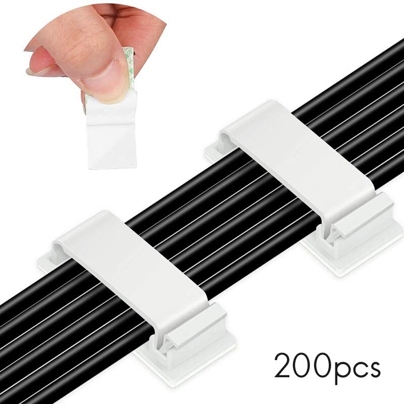 200 stück Kabel Klemme Selbst-Klebstoff, Kabel Verwaltung Clips für PC Kabel, TV Kabel, Audio- Kabel, Haus, Büro