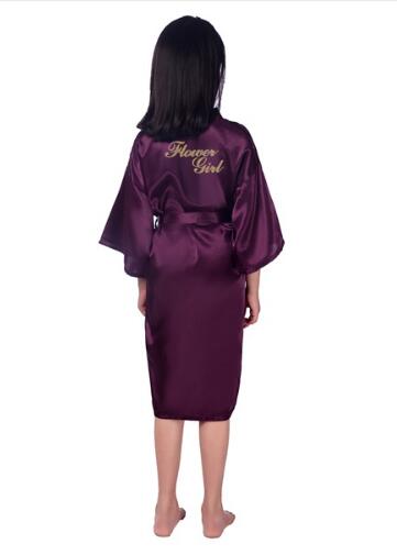 Bruidsmeisje van Baby Bloem Meisjes Gewaad Voor Bruid Bruiloft Kinderen Kids Kimono Bad Gown Kind Nachtkleding Nachthemd: L / Bruin