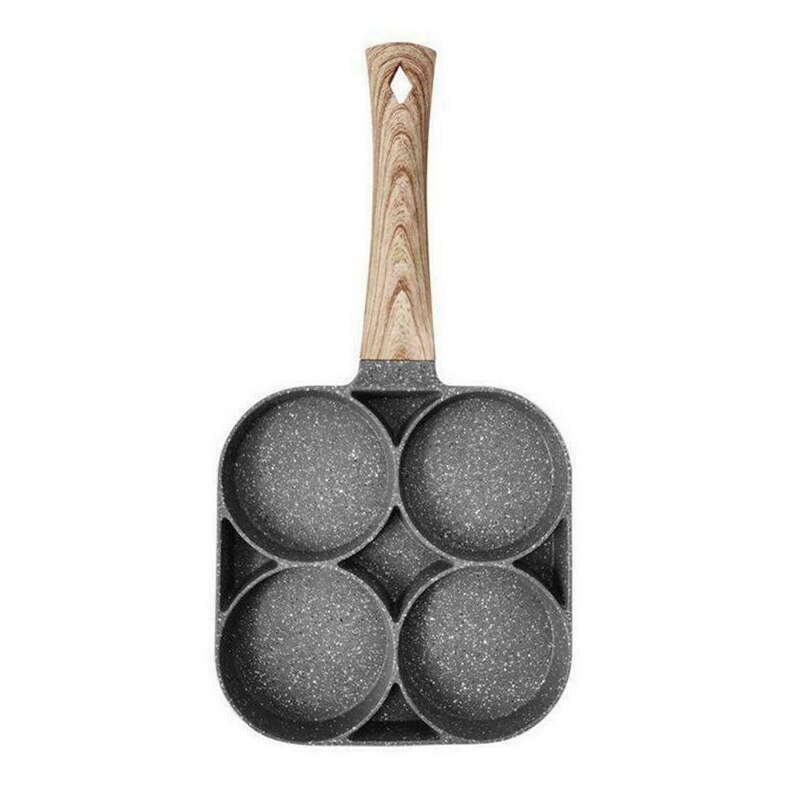 Vier-Gat Omelet Artefact Non-stick Pannenkoek Pan Pan Pannenkoek Machine Houtnerf Verdikking Algemene Model Keuken Koken gereedschap: Default Title