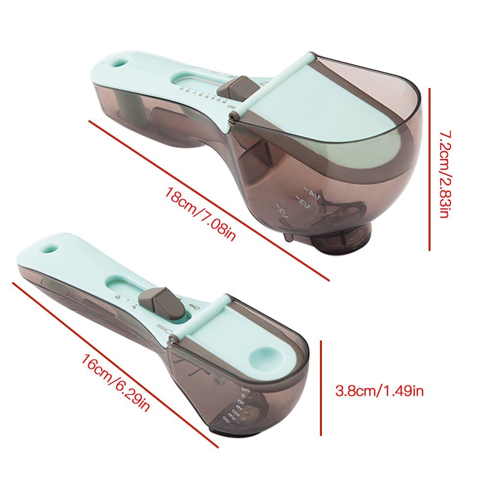 2Pcs Adjustable Measuring Spoons Set with Scale Plastic Markings Teaspoon Tablespoon Scoop Cooking Utensils