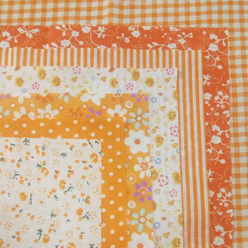 gemischt Stil Baumwolle Stoff Gedruckt Tuch NäHenne Quilten Stoff Patchwork Hand Druck Hause Liefert DIY Handgemachte Accessoires: Orange 2