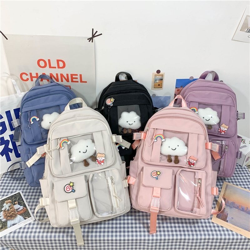 Leuke Nylon Rugzak Kawaii Student Schooltas Harajuku Casual Vrouw Rugzakken