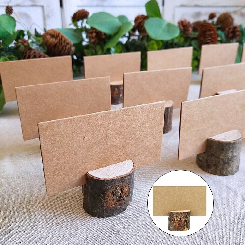 10Pcs Table Bark Memo Holder Stump Shape Menu Number Memo Stand Wedding Party Decor