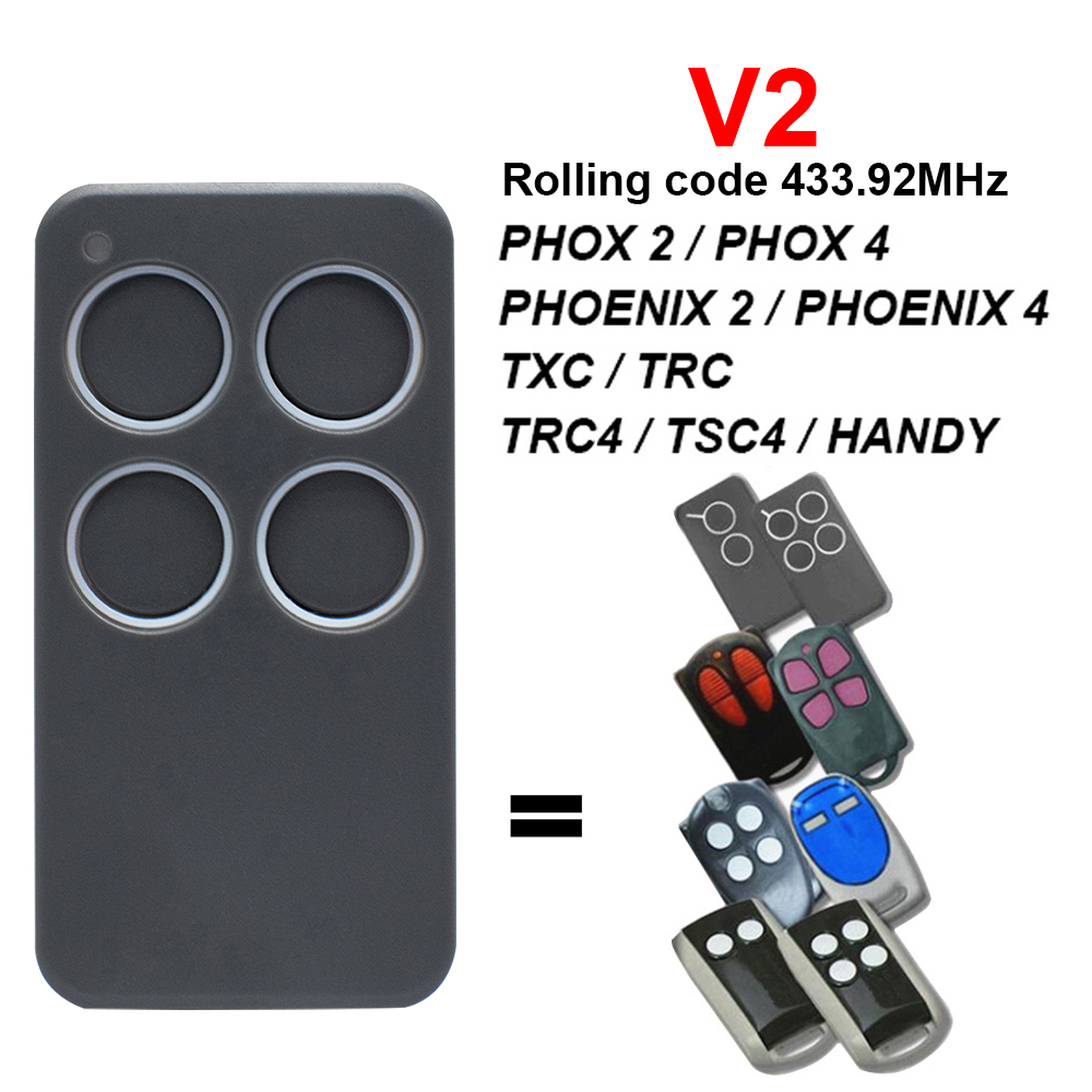 V2 433 MHz Garagentor-Fernbedienung PHOX2 PHOX4 PHOENIX2 PHOENIX4 TRC4 TSC4 TXC TRC HANDY Türöffner-Klon
