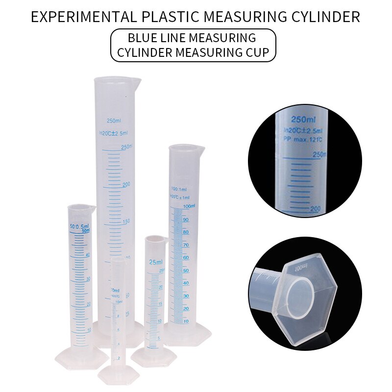 Plastic Cooking Measuring Cylinder Graduated Tools Chemistry Laboratory Measuring Cylinder School Lab Tools 10/25/50/100/250ml