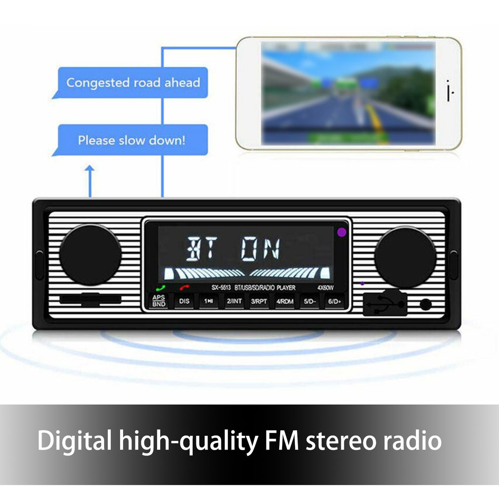 Vintage Auto Bluetooth Fm Radio MP3 Speler Stereo Usb Aux Klassieke Auto Stereo Audio Oled Kleurenscherm Auto Muziek Media speler