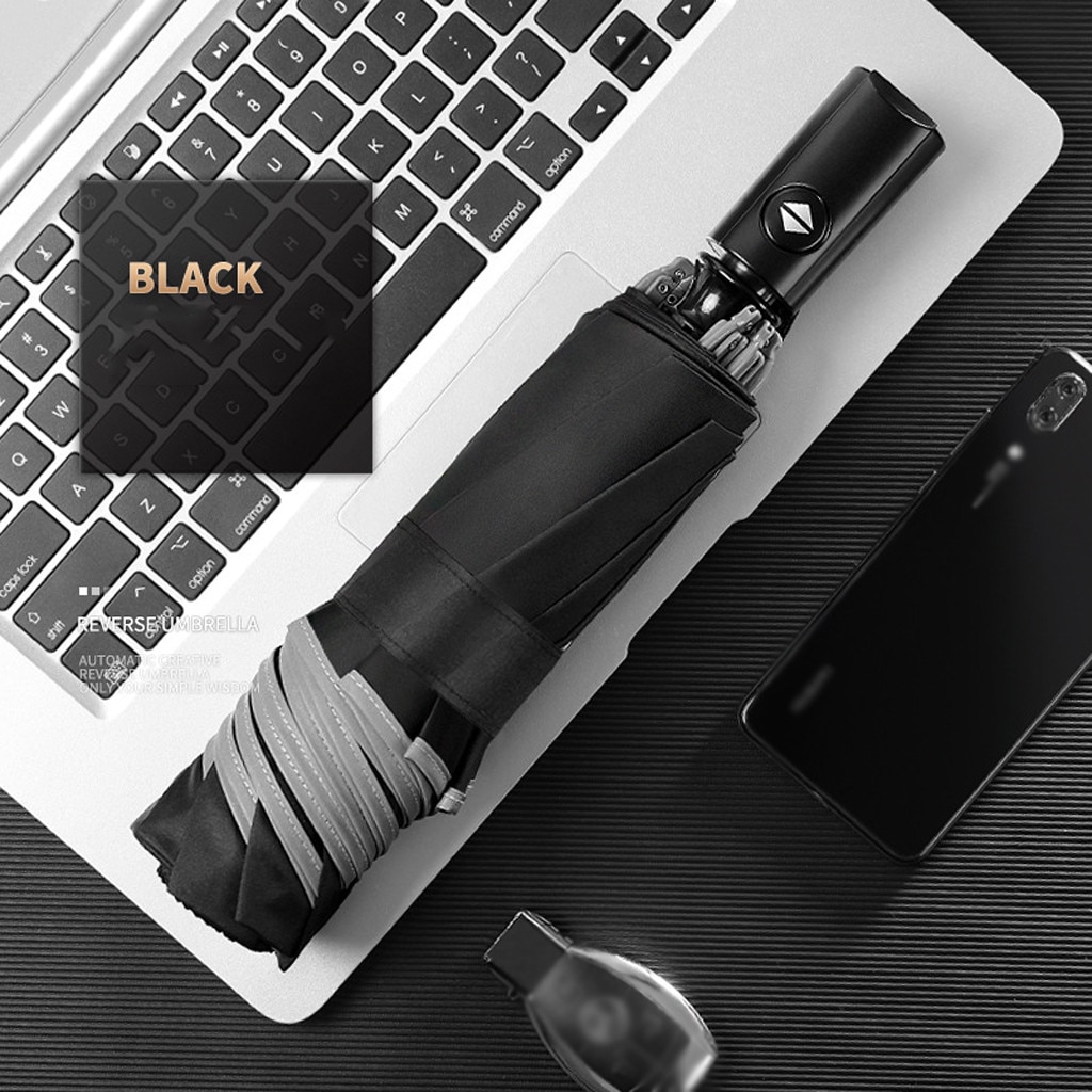 1pc Automatic Umbrella Reflective automatic umbrella car car reverse umbrella folding men and women business umbrella c50