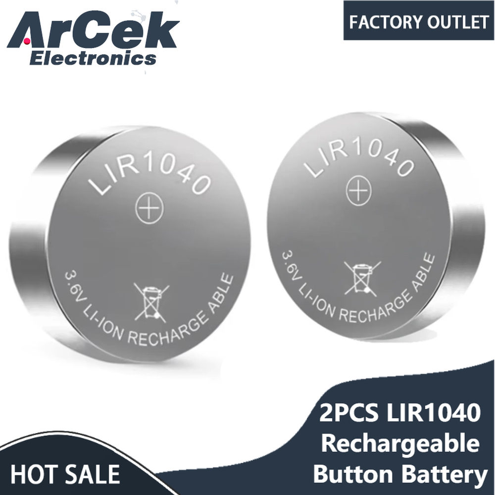 2PCS LIR1040 Rechargeable Lithium Button Battery LIR 1040 3.6V 35mAh for TWS Bluetooth Headset Earphone Coin Cell Batteries