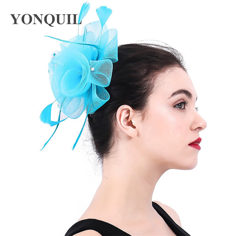 Handgemaakte bruidshoofddeksels tule fascinator hoed haarspeld dames formele huwelijkshaaraccessoires bloemenhoed