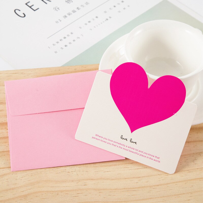 10 stk kærlighed hjerte form lykønskningskort valentinsdag kort bryllup invitationer kort romantisk takkekort besked kort: Stil 6