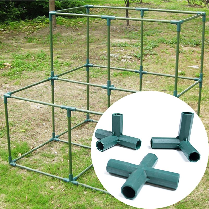 4pcs 16mm Corner Connector Fencing Pipe Joint Supports Garden Framework 3 4 5 Ways Cages Awning Pole Greenhouse Plant Stakes