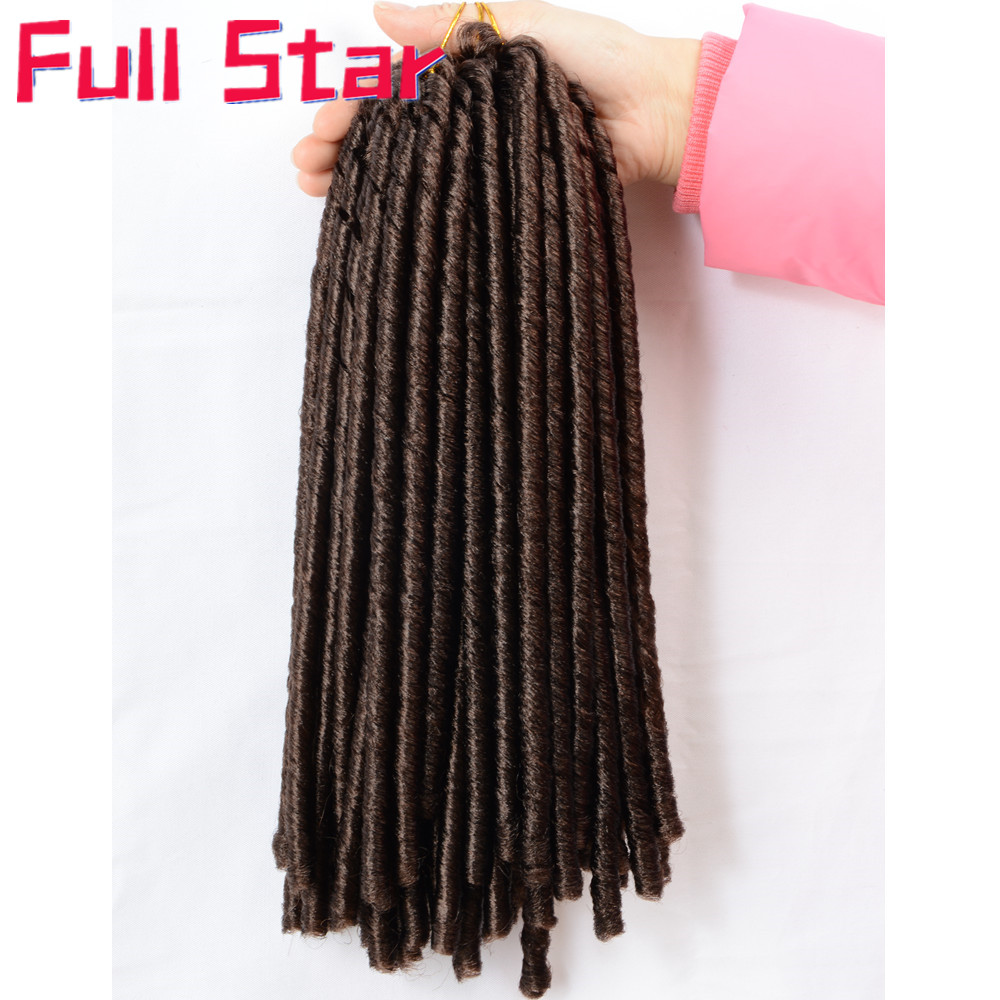 Full star 14''faux locs heklet hår mykt og lette dreadlocks hekle fletter syntetisk heklet hårforlengelse 15 tråder/pakning: #4 / 3 stk / mye