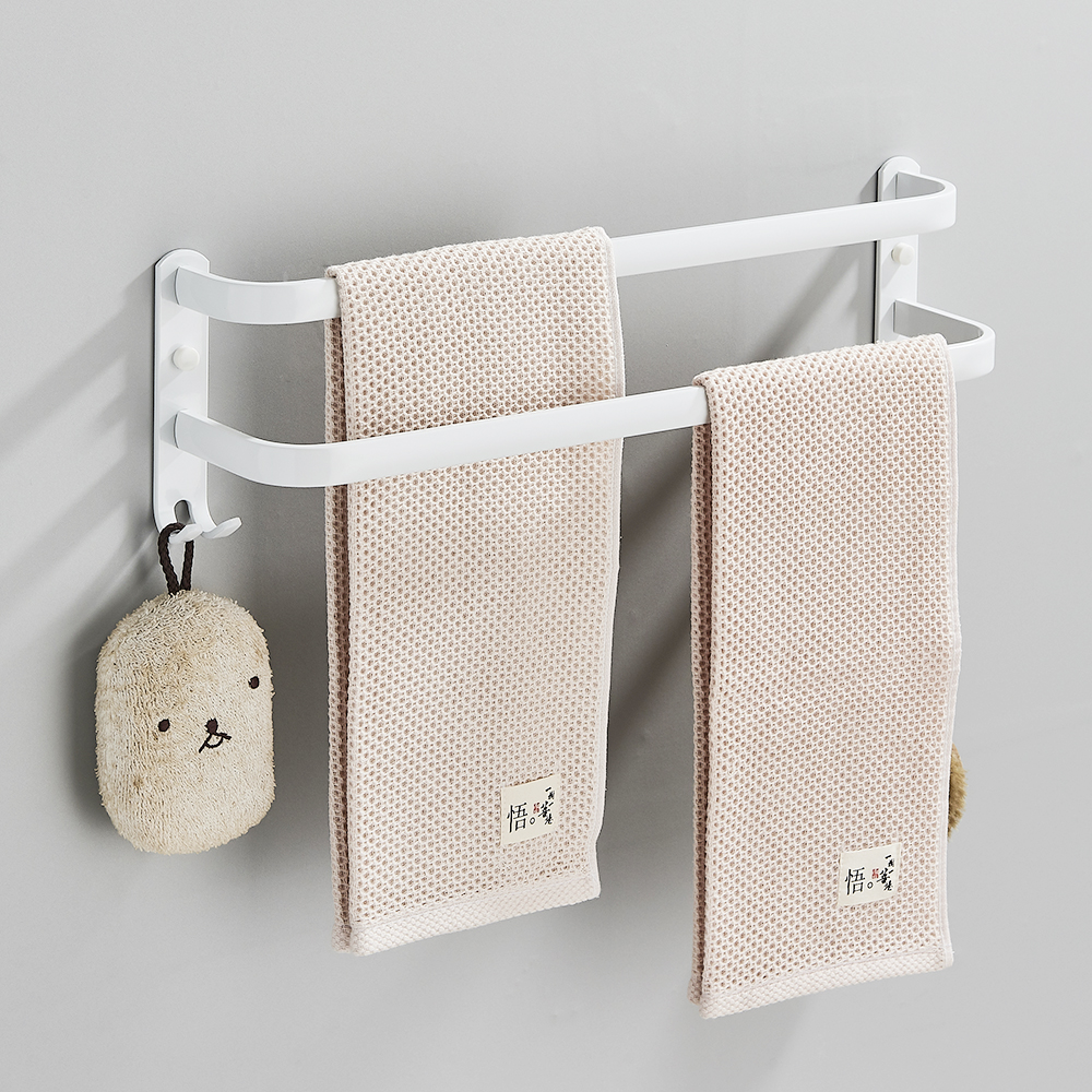 Hvid håndklædestativ badeværelsesplads aluminium håndklædebøjle vægmonteret hvid håndklædestang håndklædeholder uden boremaskine