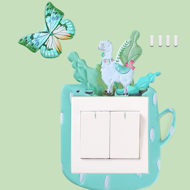 Leuke Dieren Olifant Schakelaar Sticker Remoable Muursticker Voor Kids Nursery Thuis Decal Decor