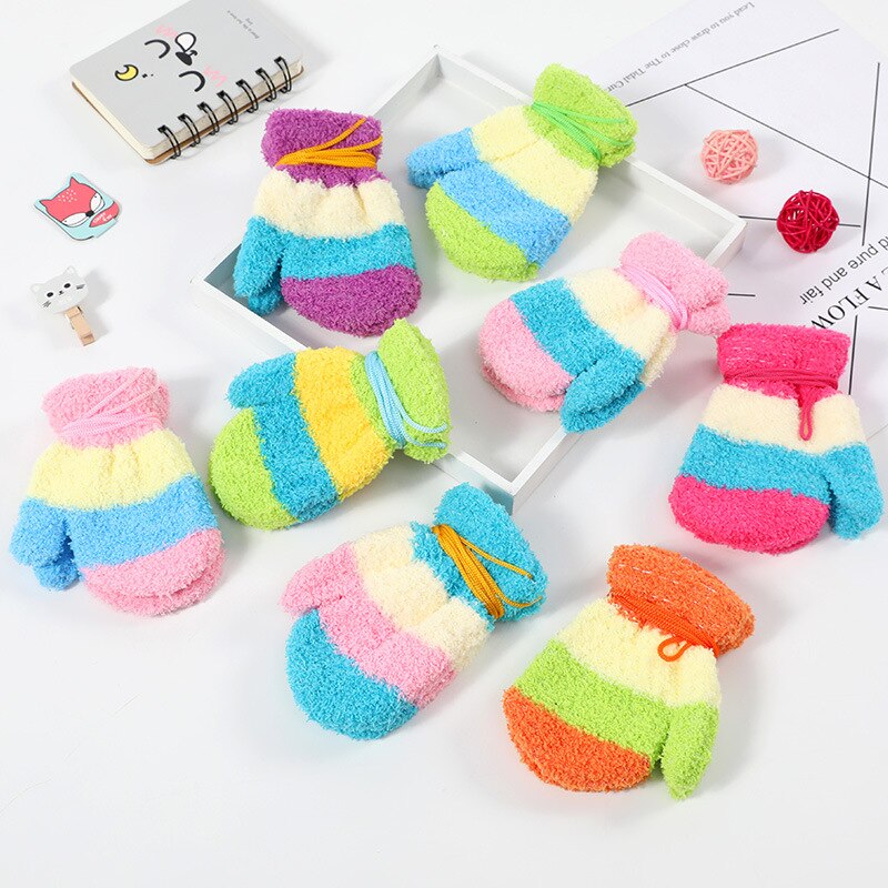 Kleurrijke Kinderen Handschoenen Herfst Winter Kid Mittens Warm Jongen Meisje Bebe Wanten Coral Pack Baby Stiksels Handschoenen Baby Peuter