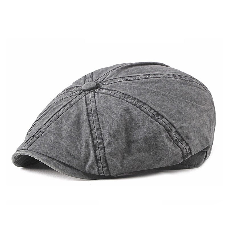[AETRENDS] de Denim de algodón octogonal sombreros para hombres de Ivy Gatsby taxista conducción sombrero gorra Z-6833: Black