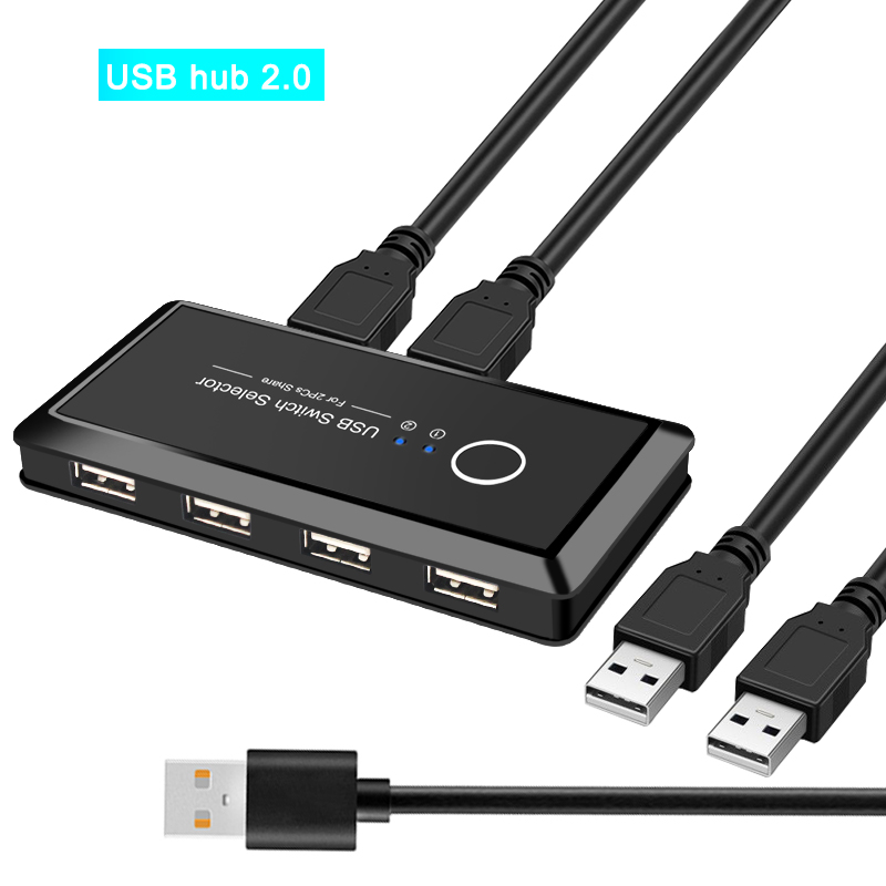 Kvm Switch Usb 3.0 2.0 Usb Kvm Switch Met Extender Voor Toetsenbord Muis Printer 2 Pcs Sharing 4 Apparaten Usb schakelaar Monitor Usb: USB 2.0