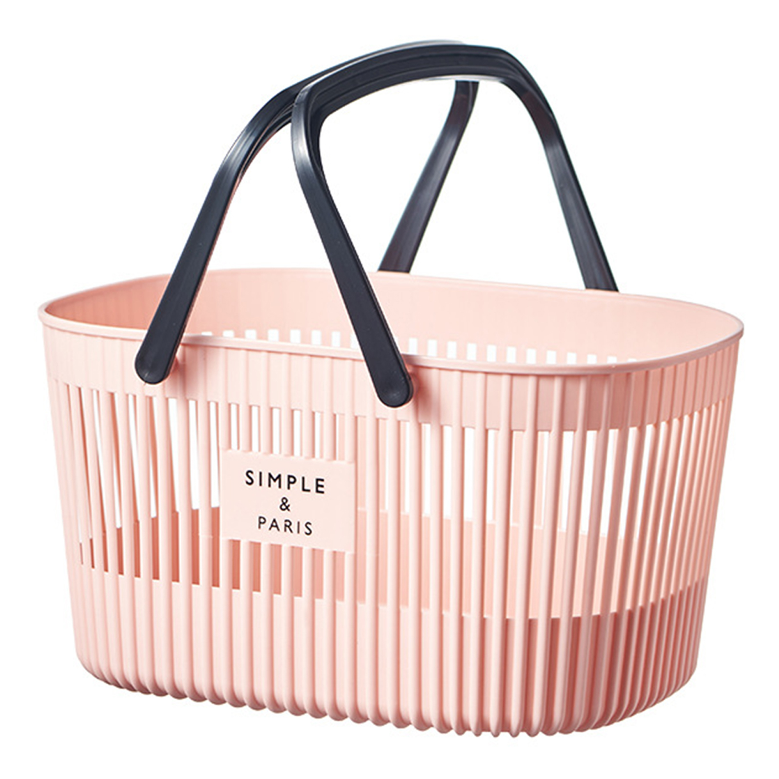 Panier organisateur en plastique avec poignées, bac de toilette de Drainage, panier de rangement empilable pour ranger le bain et le corps: Black