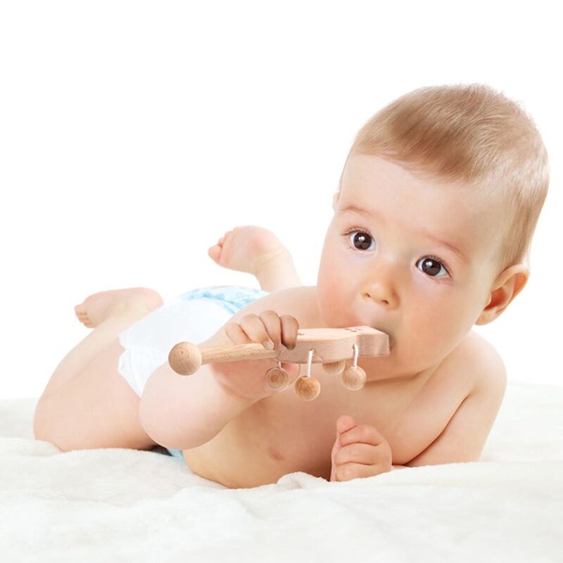 5Stck Baby Holz Rasseln Spielzeug BeißRing Hand Glocke Früer Pädagogische Musik Spielzeug DXAD