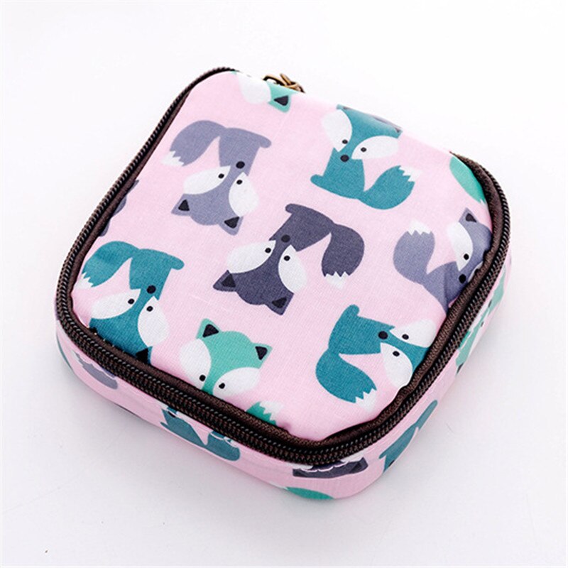 Moda feminina pequenos sacos cosméticos viagem mini guardanapos sanitários compõem moeda cartão de dinheiro batom bolsa de armazenamento sacos: Animal