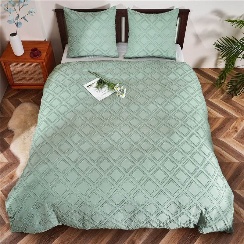 Duvet Cover Bedding Set with Pillowcases Household Winter Warmth Thick Bedding Set Single Double Queen King Size Quilt Cover: Grey Green / 200x200cm Set