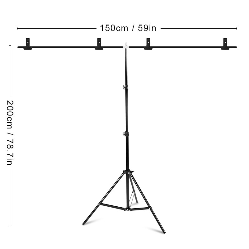 Fotografie Foto Hintergrund Steht T-Form Hintergrund Rahmen Unterstützung System Steht Mit Schellen für foto studio Mehrere größen: 150x200cm