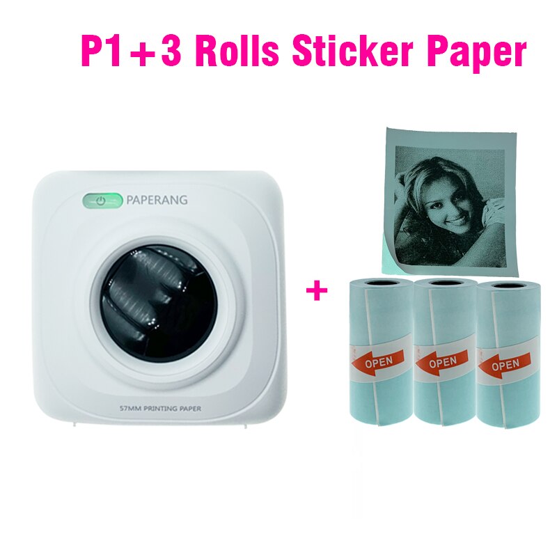 Paperang – mini-imprimante photo thermique Portable P1, bluetooth, USB, pour téléphone Android et iOS: P1 3 Rolls sticker