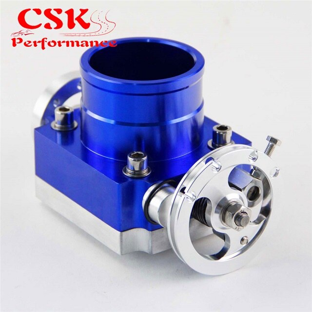 Universal 60mm VQ35TPS Aluminum Throttle Body Intake Manifold Billet Silver/Blue/Red: Blue