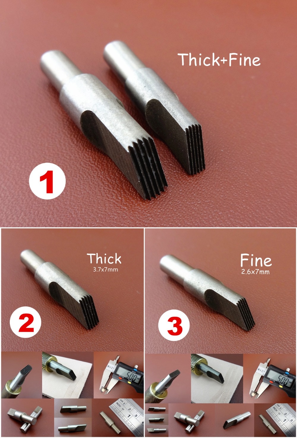 3 Kinds Leather Craft Swivel Carving Knife Cutter Filigree Hair Dotted Line Blade Head Tool - Sewing Stitching Carving Stamping