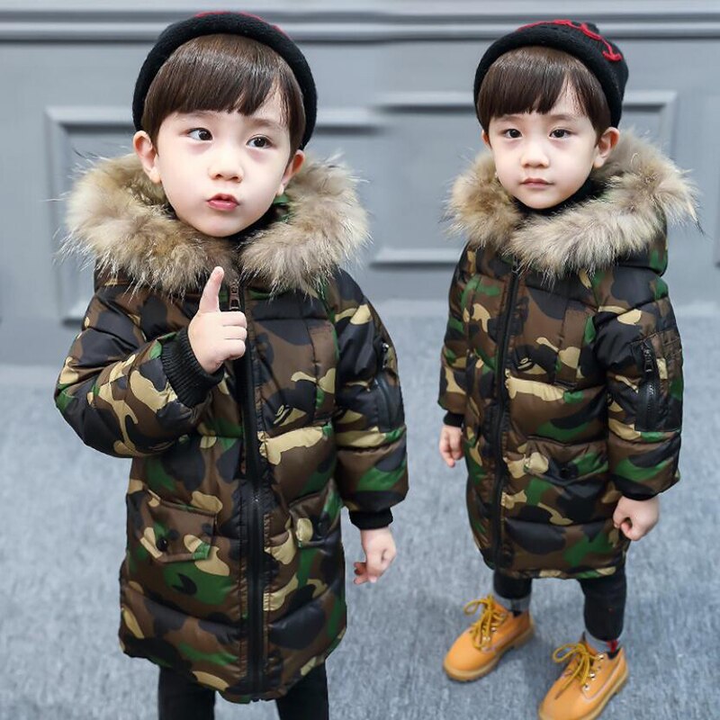 Kids clothes boys winter hooded thickening cotton jacket girls clothes long style coat child warmly jacket girls cute tops 3-11Y