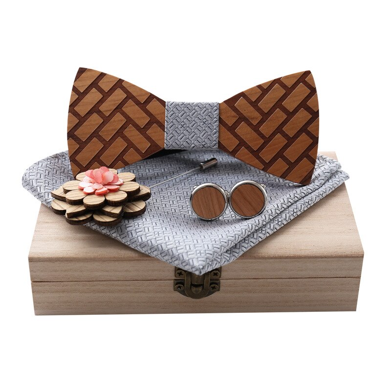 Houten vlinderdas voor heren, unisex, uitgehold, gesneden, retro stropdassen, verstelbare band, vintage vlinderdas: M3307-a6