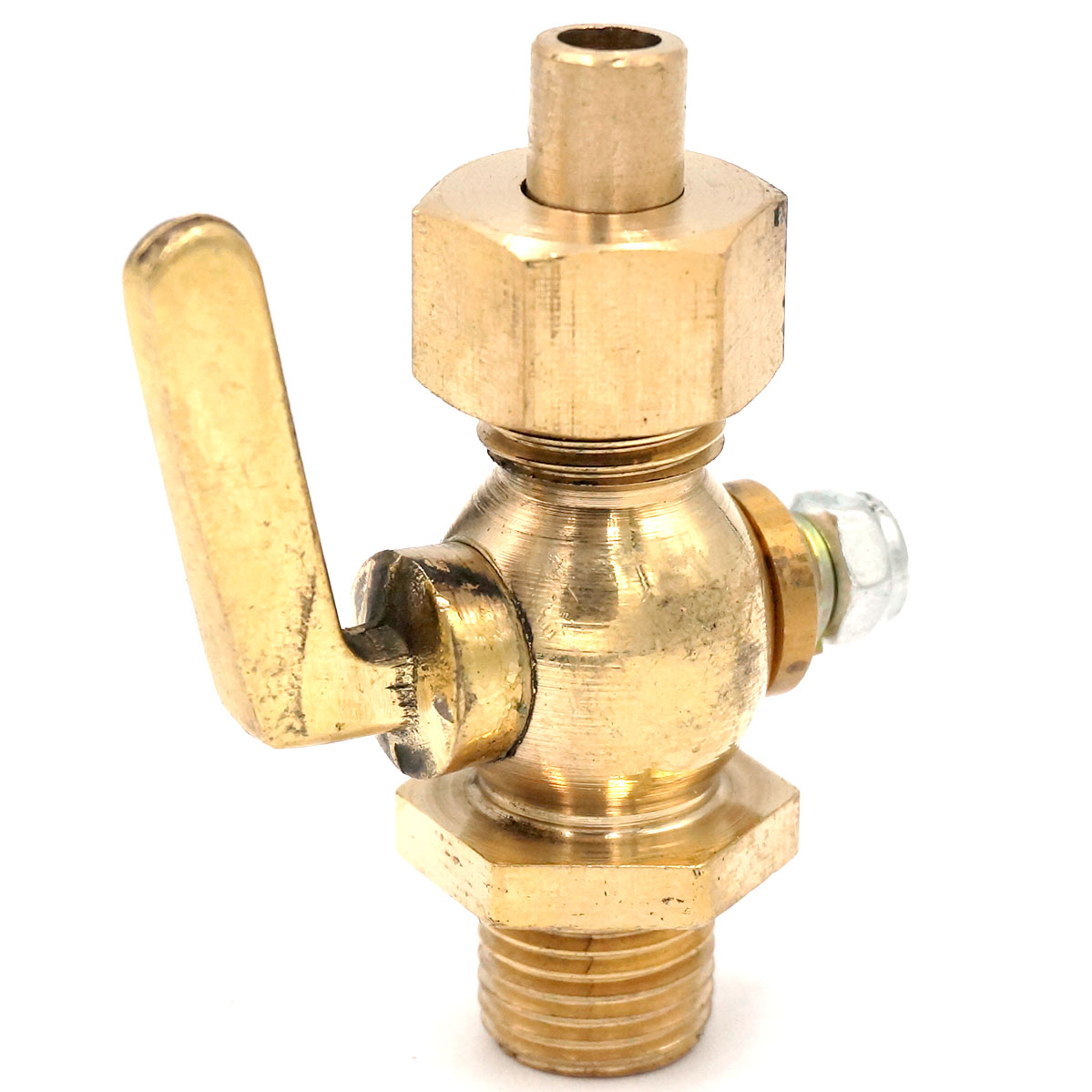 Connection 1/4" 3/8" 1/2" BSP Male Threaded Equal Brass Drain Petcock Shut Off Valve for Fuel Gas Oil Air