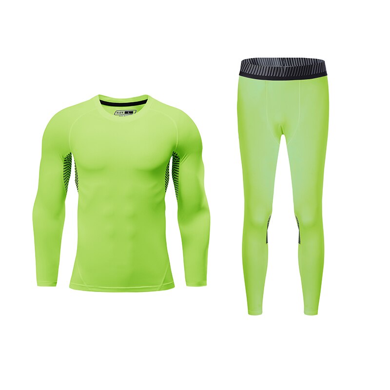 Pantalones de baloncesto de manga larga para hombre, ropa básica de juego, conjunto de dos piezas elástico deportivo para Otoño e Invierno: Fluorescent green / XL