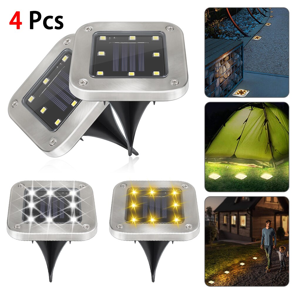 1/4 Piece Solar Disk Lights Outdoor Solar Pathway Lights Outdoor Waterproof Solar Garden Underground Lights for Lawn Yard Patio: 4pcs Warm White