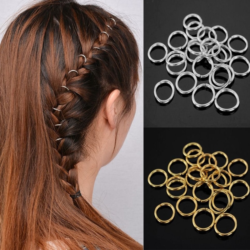 200 Uds anillos trenzados para el cabello accesorios anillos trenzados Clips de lazo para cabello para mujeres y niñas rastas Hip-Hop DIY trenza anillos