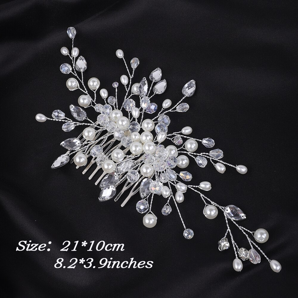 Zilveren Bruiloft Accessoires Voor Haarband Vrouwen Haar Kam Party Haar Sieraden Bruids Strass Haar Decoratie Haar Clips: Zilver