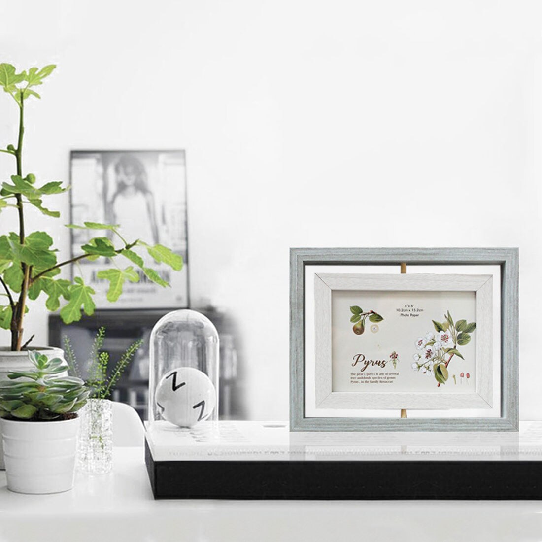 Rotating Wooden Photo Frame Picture Frame Photo Dispaly Living Room Photo Picture Holder Poster Frames Home Decor