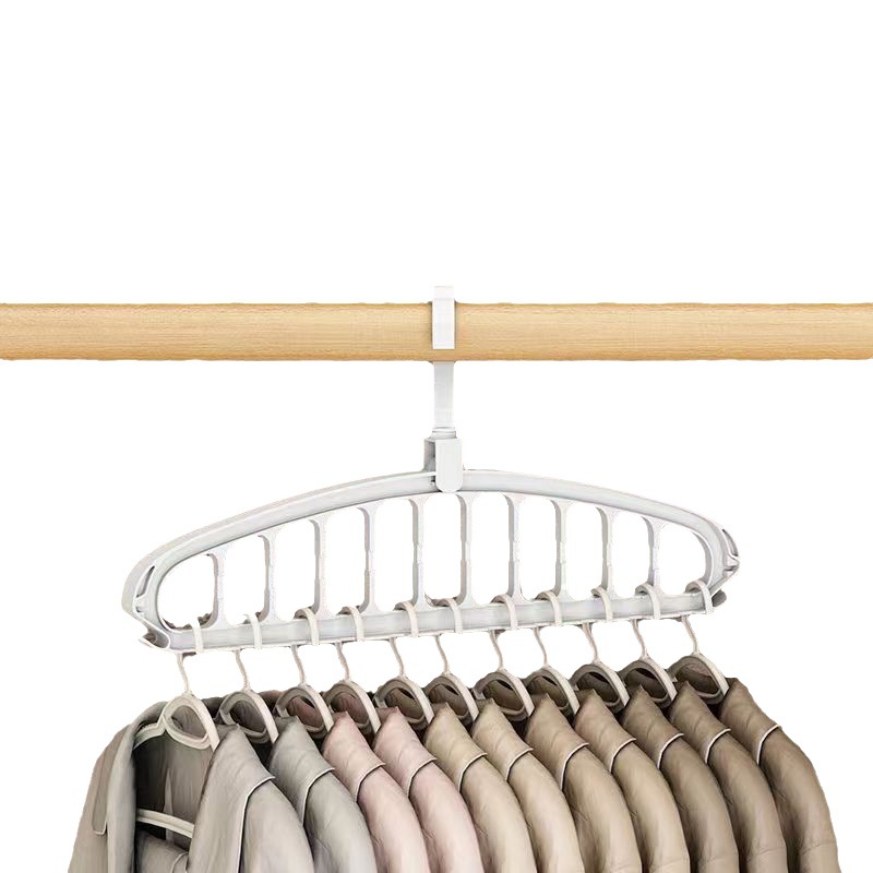 Rotierender, zusammenklappbarer KleiderbüGel, Schrank-Organizer, Multi-Hafen-Kleidungs-Wäscheständer, faltbarer Kunststoff-Schal, 11-See-AufbewahrungsbüGel