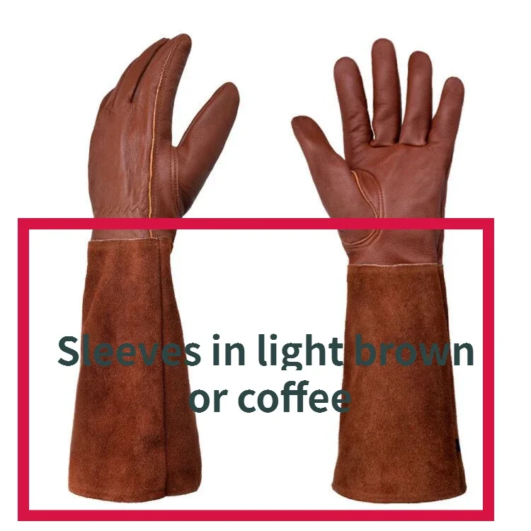 2 Stück Leder atmungsaktive Stulpenhandschuhe Rosenschnitt Langarmhandschuhe für Männer und Frauen Bester Gartenhandschuh Gartengeschenke: Orange / S