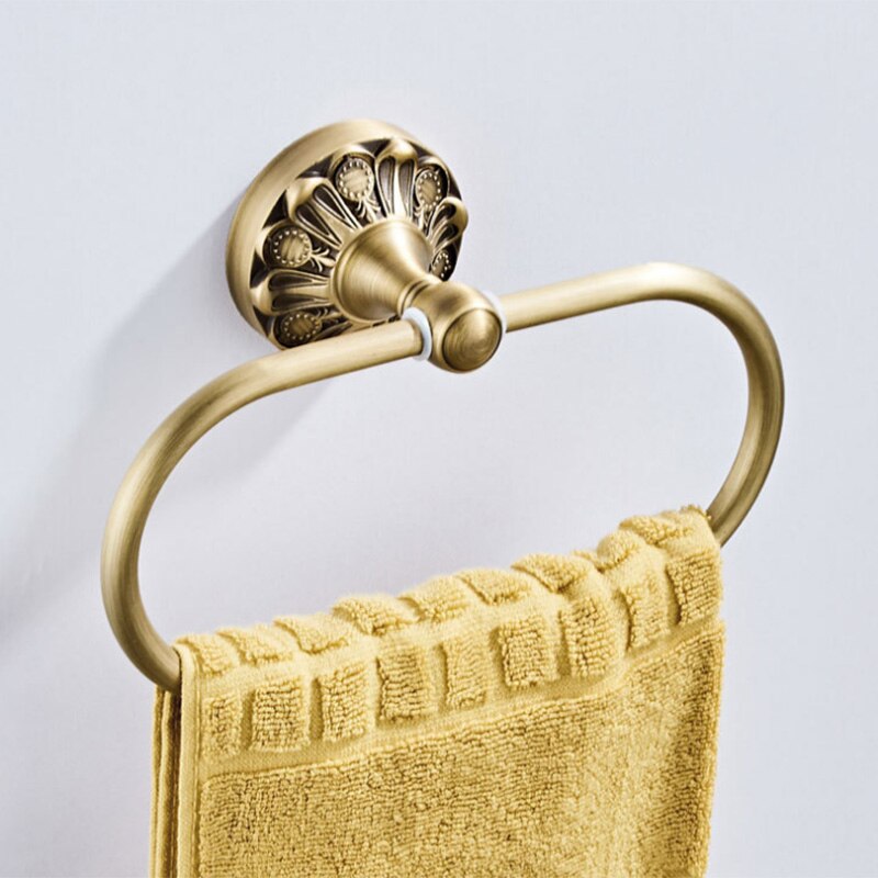 Antik håndklæde ring vintage messing luksus bronze badeværelse badehåndklæde indehavere vægmonterede håndklæder bøjle til køkken bad tilbehør